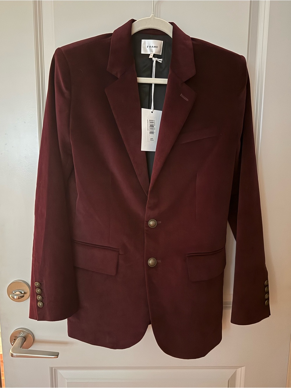 FRAME Everyday Velvet Blazer Wine Burgundy Size 2 NWT REG. $748